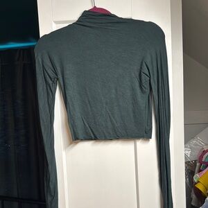 Joah Brown Green Blouse Crop Top